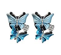 RASTKY Ambientador Difusor de Clamp/Holder de Ventilación para Coche con Forma de Mariposa de, Hermosos Accesorios Brillantes para Coche con Diamantes de Imitación, 2 Piezas de Estilo (BLUE)