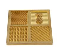 RASTKY Bandeja de Latón Personalizable para Sellos de Hielo, para Cócteles Helados, Whisky, Creación de Diseño sin Esfuerzo para Camarero, Almacenamiento de Madera Maciza, 10 X 10 X 0,8 Cm