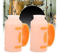 RASTKY Baquetas Giratorias con Clamp/Holder para Dedo, Baquetas Antideslizantes, Herramienta Auxiliar de Baterista de 2 Piezas para Protección de Manos, ABS + Material de Silicona (Blanco Naranja)