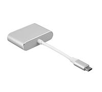 RASTKY Base Adaptadora de Concentrador Tipo C, Convertidor VGA DVI de Resolución 4K para Pro XPS 15 para Reuniones de Negocios, Aleación de Aluminio (Silver)