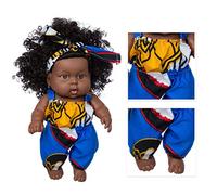 RASTKY Black Dolls Muñeca Realista para bebé, Regalo de Cumpleaños para Niños, Hecha a Mano y Pintada a Mano, Cabeza y Extremidades Activas, Aumenta la Imaginación la Creatividad, Material de Vinilo