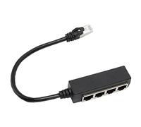 RASTKY Cable Divisor Ethernet RJ45, Interferencia de Señal de Blindaje Eficiente para Conexión de Red de Oficina en Casa, ABS Negro