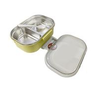 RASTKY Caja de 2 Compartimentos de Acero Inoxidable Contenedor de Alimentos de Metal Duradero para Niños y Trabajadores de Oficina, Lonchera de Estilo Coreano con Vajilla para una Experiencia