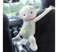 RASTKY Caja de Pañuelos Montada en el Automóvil de Felpa Gris con Compartimento de Almacenamiento Dividido para Teléfonos, Juguetes, Botellas de Agua, Decoración de Reposabrazos Amarillo (#3)