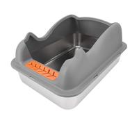 RASTKY Caja de para Gatos Grande de Acero Inoxidable con Tapa a Prueba de Salpicaduras, Fácil de Limpiar para Gatos y Dueños Felices Diseño de Entrada Superior para Todos los y Dueños Acero (Gris