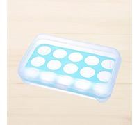 RASTKY Caja de Plástico Ecológica para Huevos de 15 Rejillas, Contenedor de Almacenamiento de Huevos Transparente con Hebilla, Organizador Portátil de Cajas de, 170 G, Blanco, Verde para (BLUE)