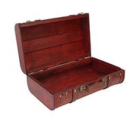 RASTKY Caja de Regalo Retro de Madera con Diseño de Maleta de Piel Sintética, Cofre Decorativo para Guardar Tesoros, Oficina en Casa, Joyería y Organización Multiusos, Decoración de Inspiración