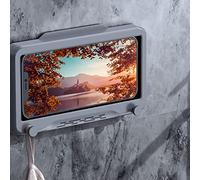 RASTKY Caja Giratoria Impermeable para Teléfono Móvil, Material para Mascotas, Pantalla Táctil de Rotación de 360 Grados para Ducha, Soporte para Teléfono Colgante de Pared de Gran Tamaño (Grey)