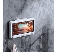 RASTKY Caja Giratoria Impermeable para Teléfono Móvil, Material para Mascotas, Pantalla Táctil de Rotación de 360 Grados para Ducha, Soporte para Teléfono Colgante de Pared de Gran Tamaño (White)