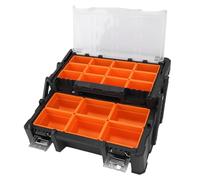 RASTKY Caja Multifuncional para Piezas Pequeñas, Resistente, 18 Compartimentos, Solución de Almacenamiento de 2 Capas para Brocas, Aparejos de Pesca, Manualidades para RV, Tareas Al Aire Libre,