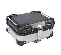 RASTKY Caja para Motocicleta, Estuche de Almacenamiento para Casco de Aleación de Aluminio Resistente a la Intemperie de 25L para Moto Scooter con Pegatinas Reflectantes (Silver)