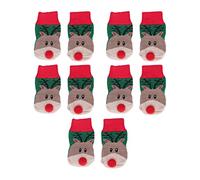 RASTKY Calcetines Navideños para Mascotas, Suela Antideslizante, Patrón de Alce, Protectores de Patas para Mascotas, 5 Juegos para Calidez de y Elegante Vestido Navideño (M)