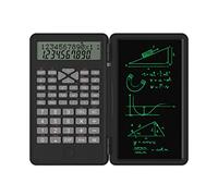 RASTKY Calculadora Matemática con Bloc de Notas 240 Funciones Pantalla LCD de 2 Líneas Calculadora Financiera Plegable para Escuela Secundaria Media Blanca (Black)