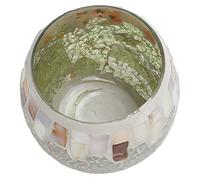 RASTKY Candelabro de Vidrio con Mosaico, Exquisita Concha, Bola Redonda de Color Claro para Crear un Ambiente Cálido, Bodas, Vacaciones, Candelabro de Vidrio