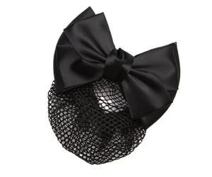 RASTKY Clamp/Holder para el Pelo con Lazo, Cubierta para Moño, Redecilla Elegante para Camarera, Médico, Maquinista, Tela para Mujer (Red de lazo negro)