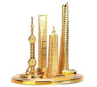 RASTKY Colección de Edificios de Shanghai Modelo Torre Oriental Centro Financiero Global Figura Decorativa Decoración del Hogar Recuerdos de la Ciudad de Shanghai China (Oro-Pequeño)