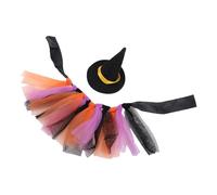 RASTKY Conjunto de Disfraz de Bruja de Halloween, Ropa de Reptil Adorable para Mascotas Pequeñas, Vestido Festivo Ajustable para Fiesta de Halloween (Sombrero Negro y Falda)