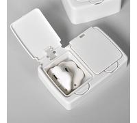 RASTKY Contenedor Multifuncional de Hisopo de Algodón, Organizador Multifuncional de Plástico para Selecciones de Hilo , Q-tips, Caja de Algodón Cosmético a Prueba de Polvo, Soporte Portátil para