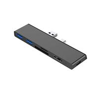 RASTKY Convertidor HUB Adaptador 6 en 1 de Aleación de Aluminio para Pro 7 Negro Plug & Play, Múltiples Puertos para Conexión de Dispositivos Aleación de Aluminio 4,3 X 1,2 X 0,4 Pulgadas