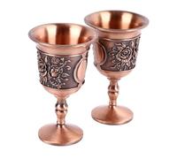 RASTKY Copas de Metal Vintage de Aleación de Zinc de Primera Calidad, Juego de 2 Copas de Vino de Metal en Relieve para café y té, Vaso Decorativo de Retro para el Hogar (Oro rosa)