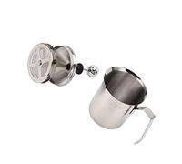 RASTKY Crema de Leche Manual de Doble Capa de Acero Inoxidable de 500 Cc para Oficina en Casa, Espumador de Bomba Manual para Amantes del café