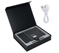 RASTKY Cuaderno de Cuero A5 con Bloqueo de Huellas Dactilares y Unidad USB de 16 GB Planificador de Diario de Cuero PU Negro para Hombres de Negocios y Estudiantes