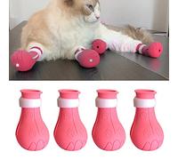 RASTKY Cubiertas Multifuncionales para Pies de Gato, Botas de Silicona Ajustables Antiarañazos para Baño y Aseo de Gatos, Adecuadas para Tienda de Mascotas, Patio de Cría, 4 Piezas (Pink)