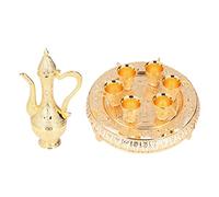 RASTKY Elegante Juego de Copas de Vino Retro con Pantalla Multifuncional, Perfecto para Decoración del Hogar Europeo, Dormitorio, Sala de Estar, Material Metálico Duradero, 6 Copas de Vino, 1 Petaca