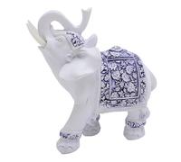 RASTKY Escultura Decorativa de Elefante, Decoración del Hogar, Estatua de Elefante, Estatuilla de Porcelana Azul y Blanca, Adorno para Sala de Estar, Estante, (M 8,9 X 1,6 Pulgadas)