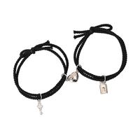 RASTKY Exquisita Pulsera de Pareja con Forma de Corazón con Cerradura de Llave para Parejas, Pulsera de Cuerda de Nailon de Aleación de Moda para Fechas y Aniversarios