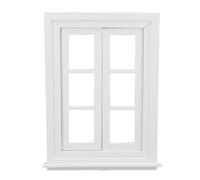 RASTKY Exquisita Ventana en Miniatura de Madera a Escala 1:12, Doble Apertura, 6 Rejillas, Accesorio para Muebles de Casa de Muñecas para Accesorios de Fotografía, Material de PVC de Tilo de Primera