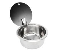 RASTKY Fregadero Redondo de Acero Inoxidable para Barra de RV con Tapa de Vidrio Templado de 10,2x5,1 Pulgadas para Cocina de Barco, Caravana, RV