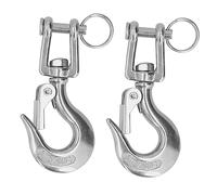 RASTKY Gancho de Cadena con Horquilla de Elevación de Acero Inoxidable 304 con Pestillo de Seguridad, Resistente y Giratorio, Adecuado para Transporte Terrestre, Juego de 2 Piezas para Fábricas y