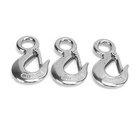 RASTKY Gancho de Eslinga para Polipasto con Ojo, Duradero y Pulido con Espejo, con Pestillo de Seguridad, Juego de 3 Ganchos de Elevación de Acero Inoxidable para Carga y Descarga en Puertos (1T)