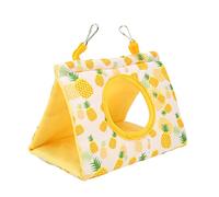 RASTKY Hamaca Cama con Agujero y 2 Ganchos Cuatro - Felpa Colgante Cueva para Acurrucarse Mascota Periquito Cacatúa Conure Cacatúa Guacamayo Gris Africano (piña Amarilla)