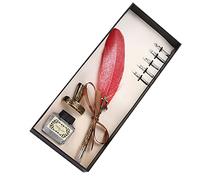 RASTKY Juego de Escritura de Acero Inoxidable Elaborado con Pluma de Inmersión para Decoración de Mesa de Regalo Exclusiva, Ideal para Parejas, Ancianos y Profesores (rojo)