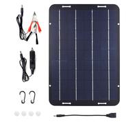 RASTKY Kit de Cargador de Batería Solar Eficiente de 10 W para Barco RV, Juego de Carga de Panel Impermeable Portátil para Tractor - Panel Solar de Silicio Policristalino Tamaño Compacto Negro