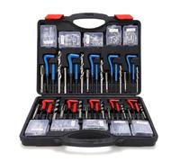 RASTKY Kit de Reparación de Roscas Helicoidales Duraderas de 261 Piezas para Motor Automotriz M5 M6 M8 M10 M12 1/4 5/16 3/8 7/16 1/2 Pulgadas con Medidor de Grifo de Broca, Juego de Herramientas de