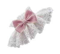 RASTKY Lindo Gato Encaje Lazo Bufanda Ligero Estilo Princesa Flora Encaje Babero Collar para Cachorros Rosa Poliéster Elegante (S)