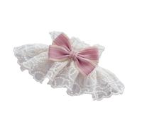 RASTKY Lindo Gato Encaje Lazo Bufanda Ligero Estilo Princesa Flora Encaje Babero Collar para Cachorros Rosa Poliéster Elegante (L)