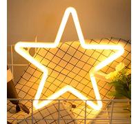 RASTKY Luz de Neón LED en Forma de Estrella, Luz Nocturna Decorativa Moderna para Dormitorio, Sala de Estar, Balcón, Oficina, Fuente de Alimentación USB, Decoración del Hogar para Dama y Niños, PVC,