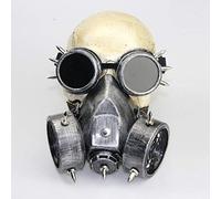 RASTKY Máscara de la Muerte del Guerrero Esqueleto Mascarada Cosplay Prop Steampunk Máscara de Gas Gafas Diseño único Tamaño Ajustable para Halloween Fiesta Punk Resina Adulto (Dorado) (SILVER)