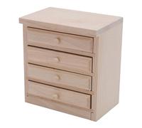 RASTKY Mesita de Noche para Casa de Muñecas a Escala 1:12, Acabado en Madera de Abedul de Primera Calidad, Mesita de Noche en Miniatura con 4 Cajones, Muebles de Dormitorio Realistas para