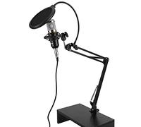 RASTKY Micrófono de Condensador Direccional Kit USB BM800 con Respuesta de Frecuencia Clara, Micrófono de Sonido Profesional para Streaming, Canto, Cuerpo de Tubo Negro + Cabezal de Malla Dorada