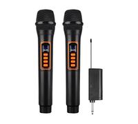 RASTKY Micrófono de Mano Inalámbrico Recargable con Receptor para Cine en Casa, Canto de Karaoke, de Sonido 2,4G para Eventos Escénicos, Interfaz de 6,35 Mm, Material Plástico (1 por 2)