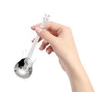 RASTKY Mini Cucharas de café para Guitarra, Utensilio para Mezclar Bebidas de Postre de Acero Inoxidable, Regalo Ideal para Fanáticos de la Música, Herramienta de Cocina de 4 Uds. (Cuchara De