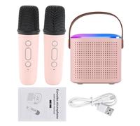 RASTKY Mini Juego de Altavoces con Micrófono para Máquina de Karaoke, Kit de Altavoces BT5.3, Chip de Reducción de Ruido DSP, Diversión Familiar, Material ABS (Pink)