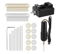 RASTKY Mini Pin Vise Kit de Herramientas de Taladro Eléctrico para Joyería Resina Madera Llavero Fabricación Negro, 10 Brocas, Cable USB, para Collar Pendiente Pulsera Llavero Escultura (BLACK #-3)