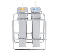 RASTKY Moldes de Acero para HeladoPaletas Caseras - Kit Completo con 2 Moldes, Tapas, Palitos, Cepillo de Limpieza y Estante de Almacenamiento - PerfectHealthyTreats (Cabeza plana de 2 brazos con