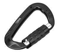 RASTKY Mosquetón D Lock 7075 Hebilla Oscilante de Aluminio Aeroespacial 12KN con Bloqueo Automático, Hebilla Gris en Forma de D para Seguridad en Exteriores, 1 de Anillo en (Black)